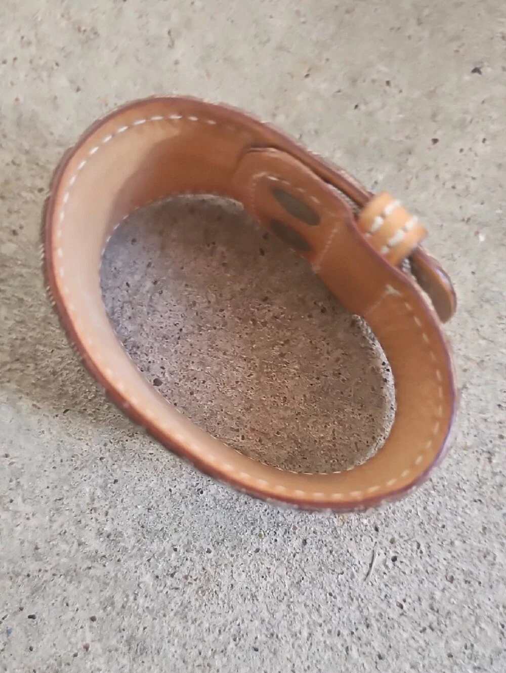 Coach Signature Jacquard Cuff Bracelet Brown Tan Logo Leather Snap Fashion